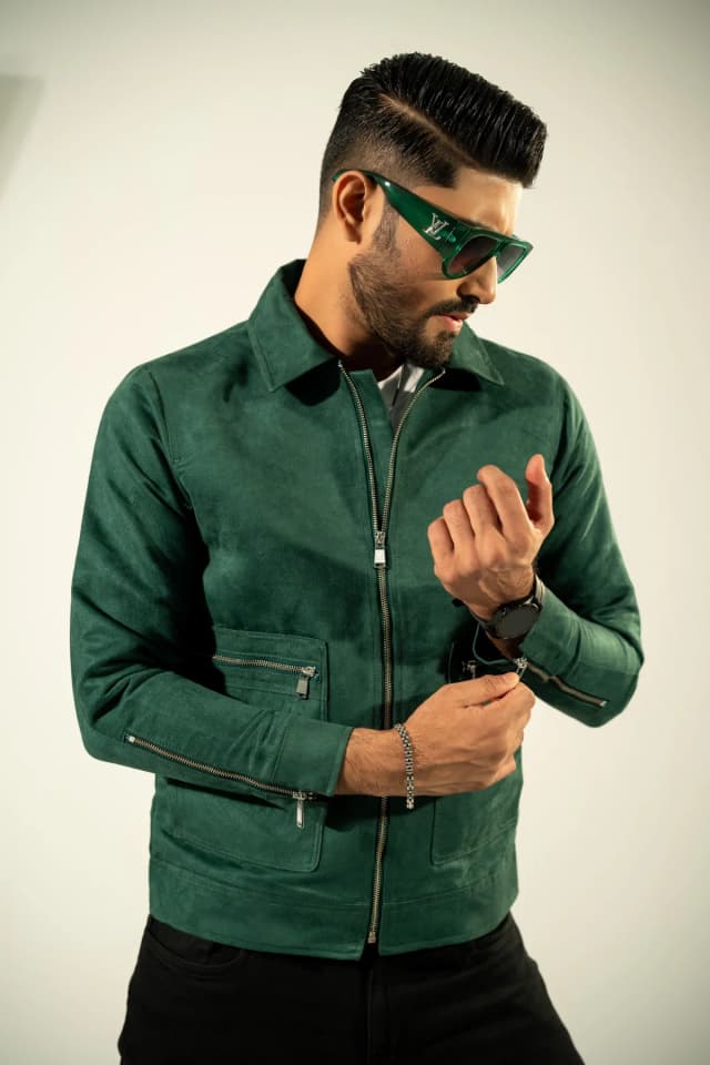 Bottle Green Suede Jacket ST34