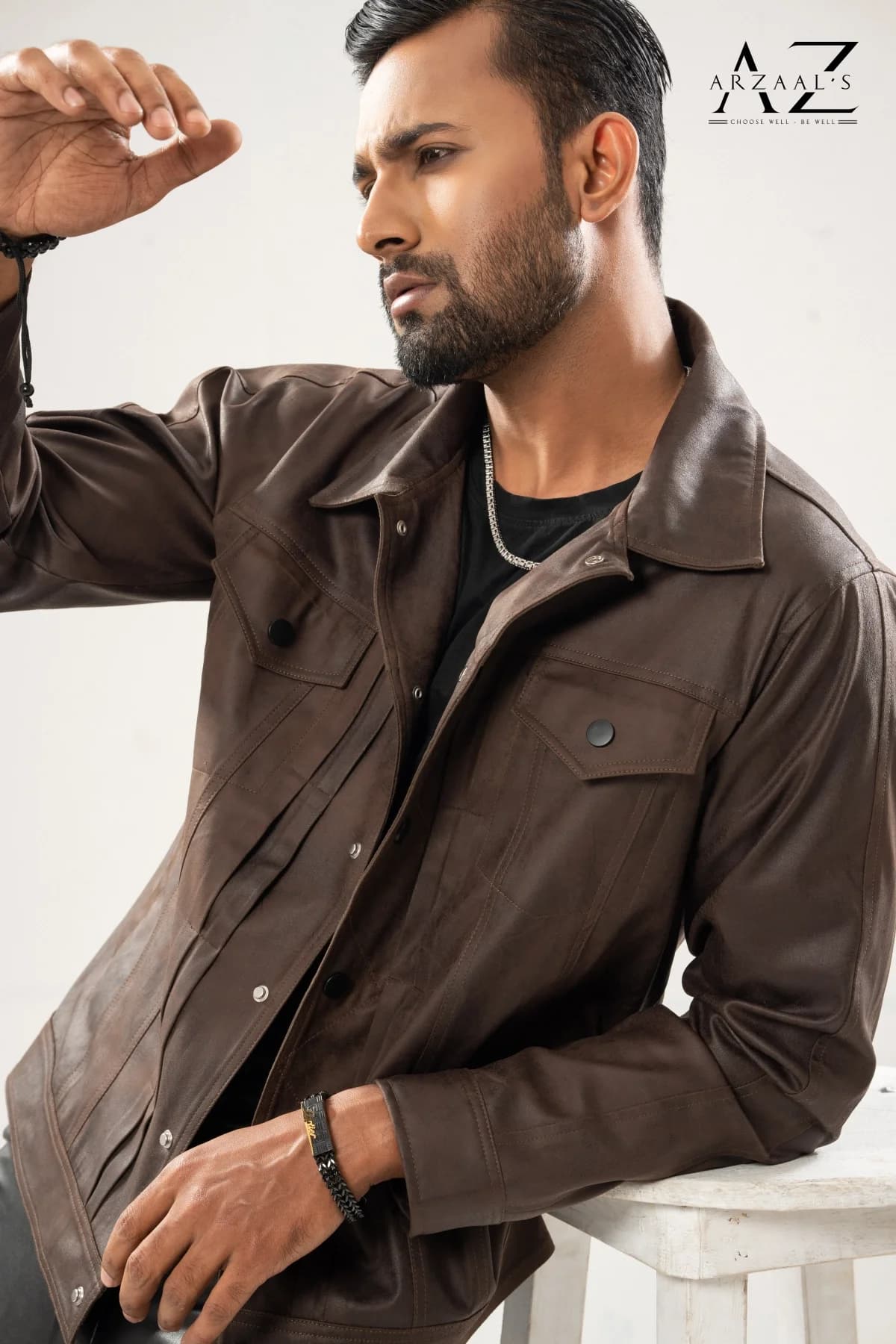 Mens Premium Chocolate Trucker Jacket thumbnail 1