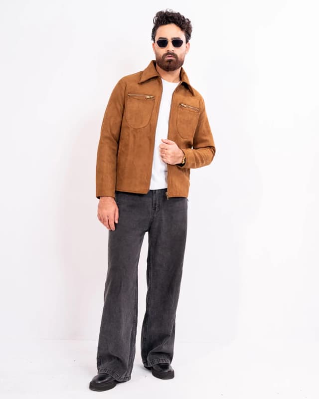 ARZAAL'S THE RICH CAMEL BROWN SUEDE LEATHER JACKET ST08