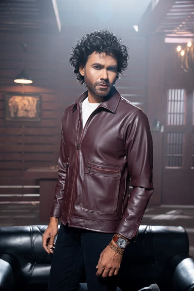 Burgundy Leather Jacket ST05