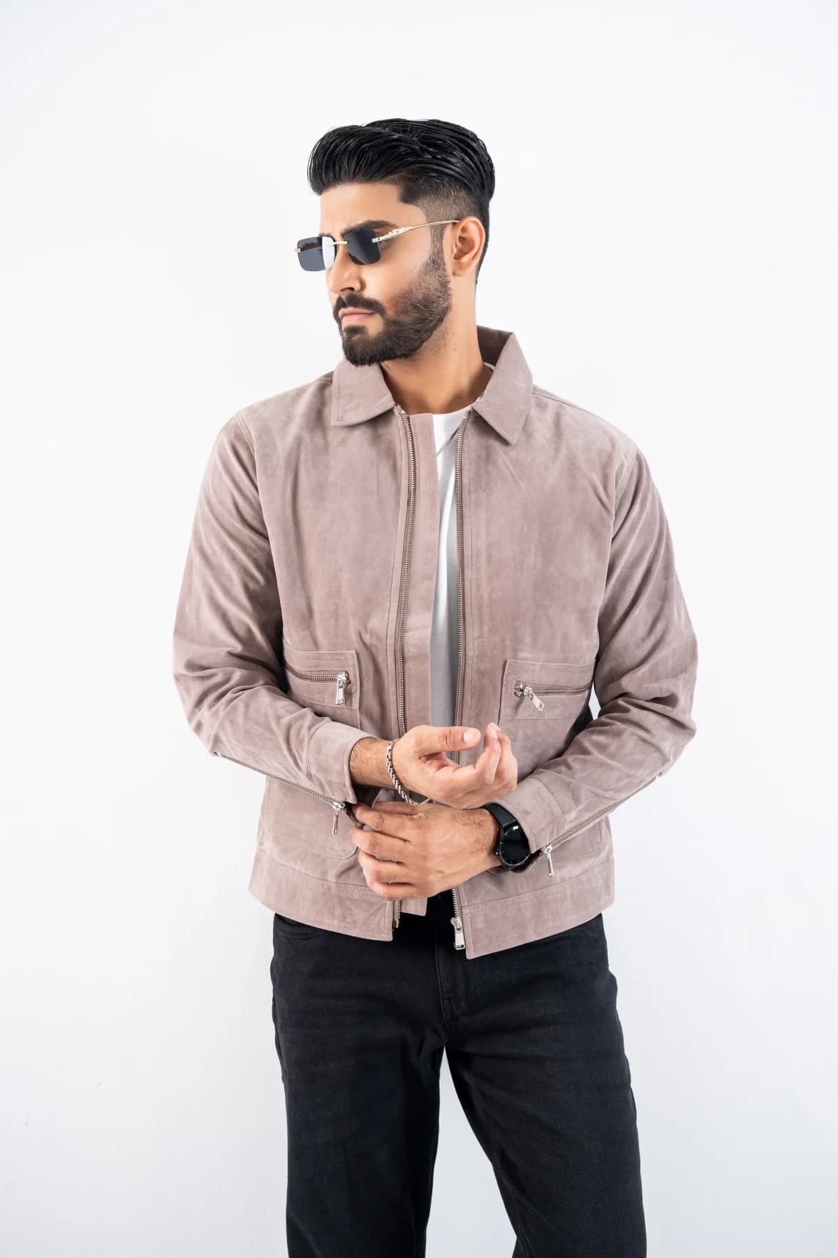 Pigeon Gray Suede Soft Texture Jacket ST17 thumbnail 1
