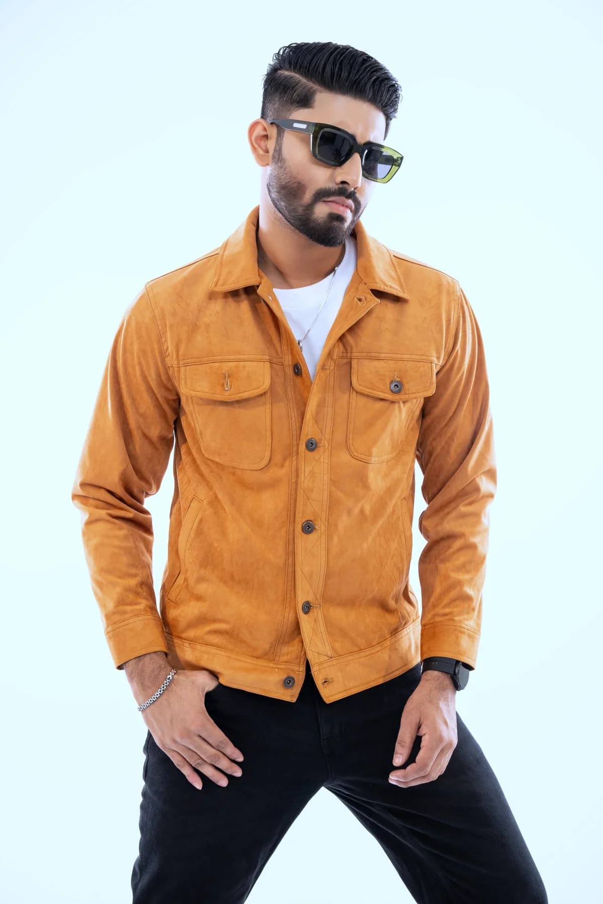 Men's Brown Suede Leather Jacket STB45 thumbnail 2