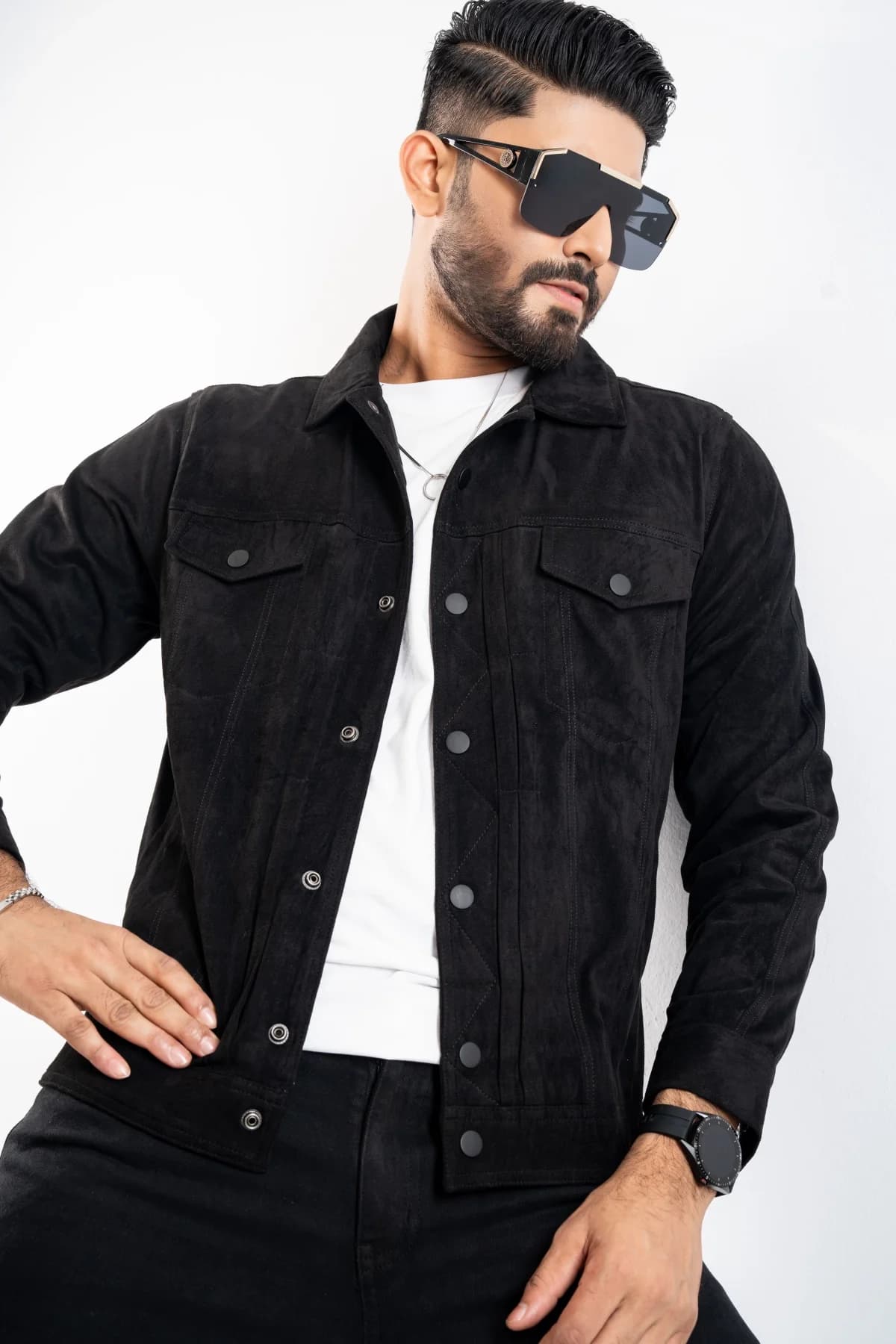Black Suede Jacket ST31 thumbnail 4