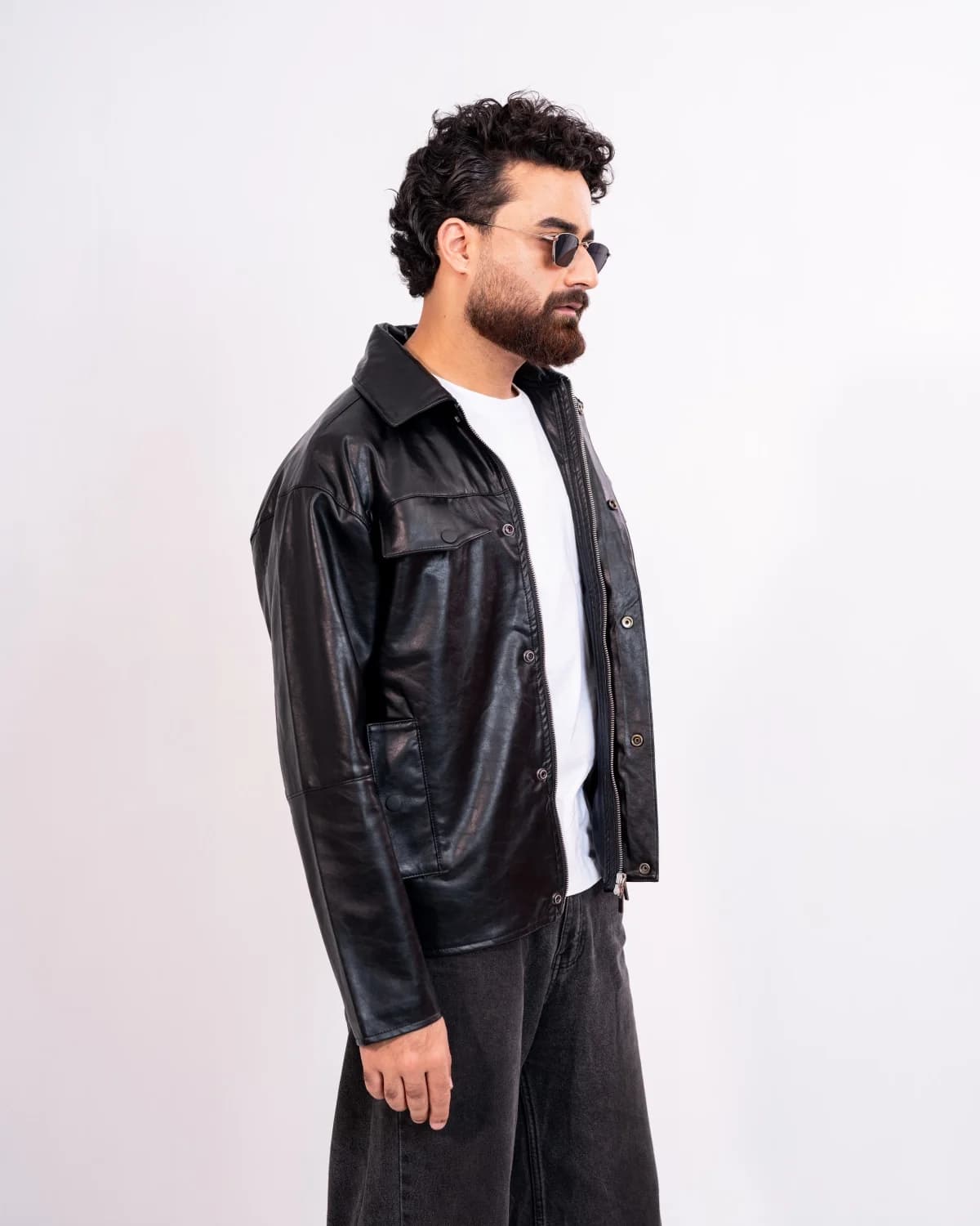 ARZAAL'S BLACK GLOSSY LEATHER JACKET ST04 thumbnail 5