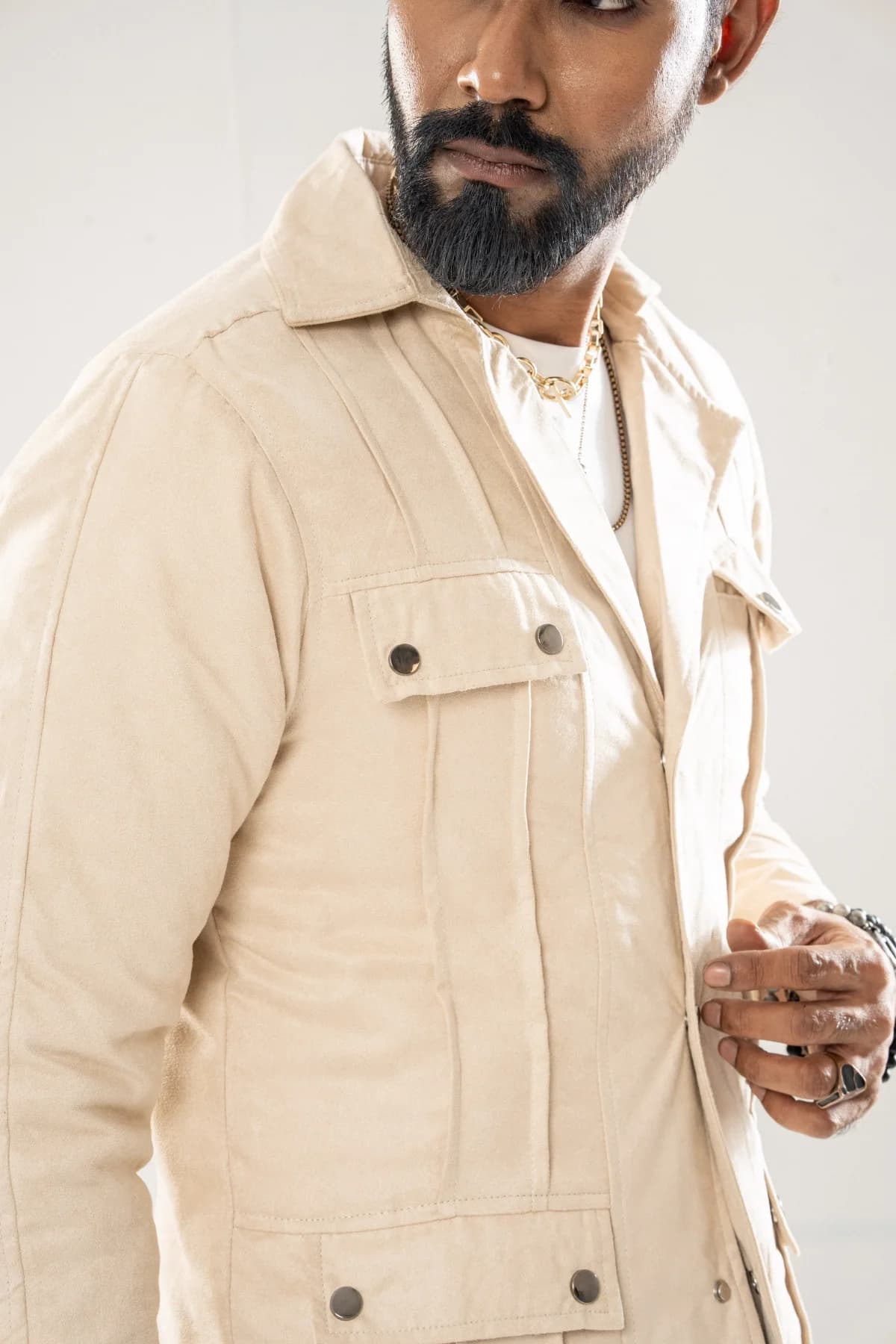 Mens Cream White Chester Jacket thumbnail 3