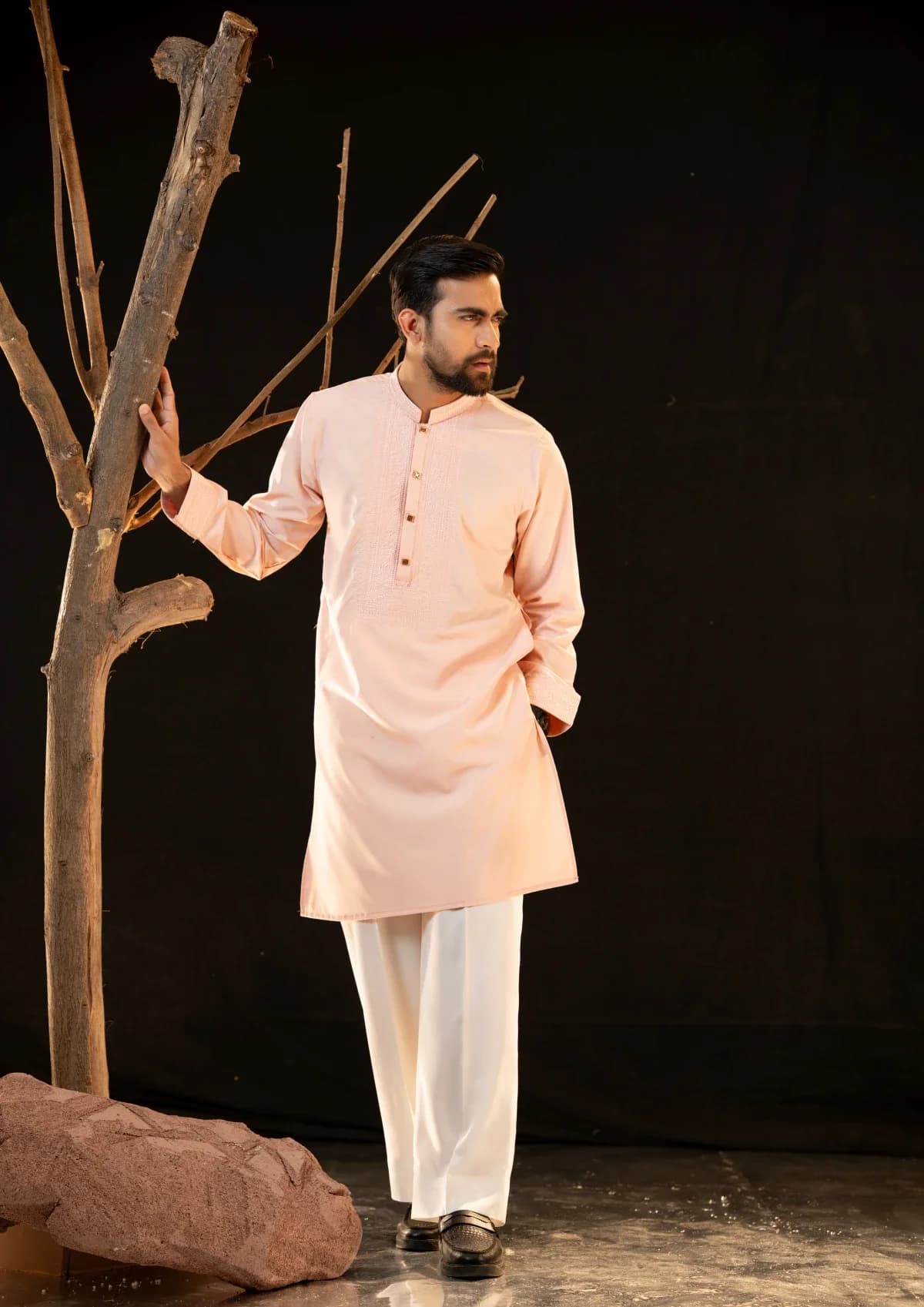ARZAALS LIGHT PINK SNAP PANJABI thumbnail 2