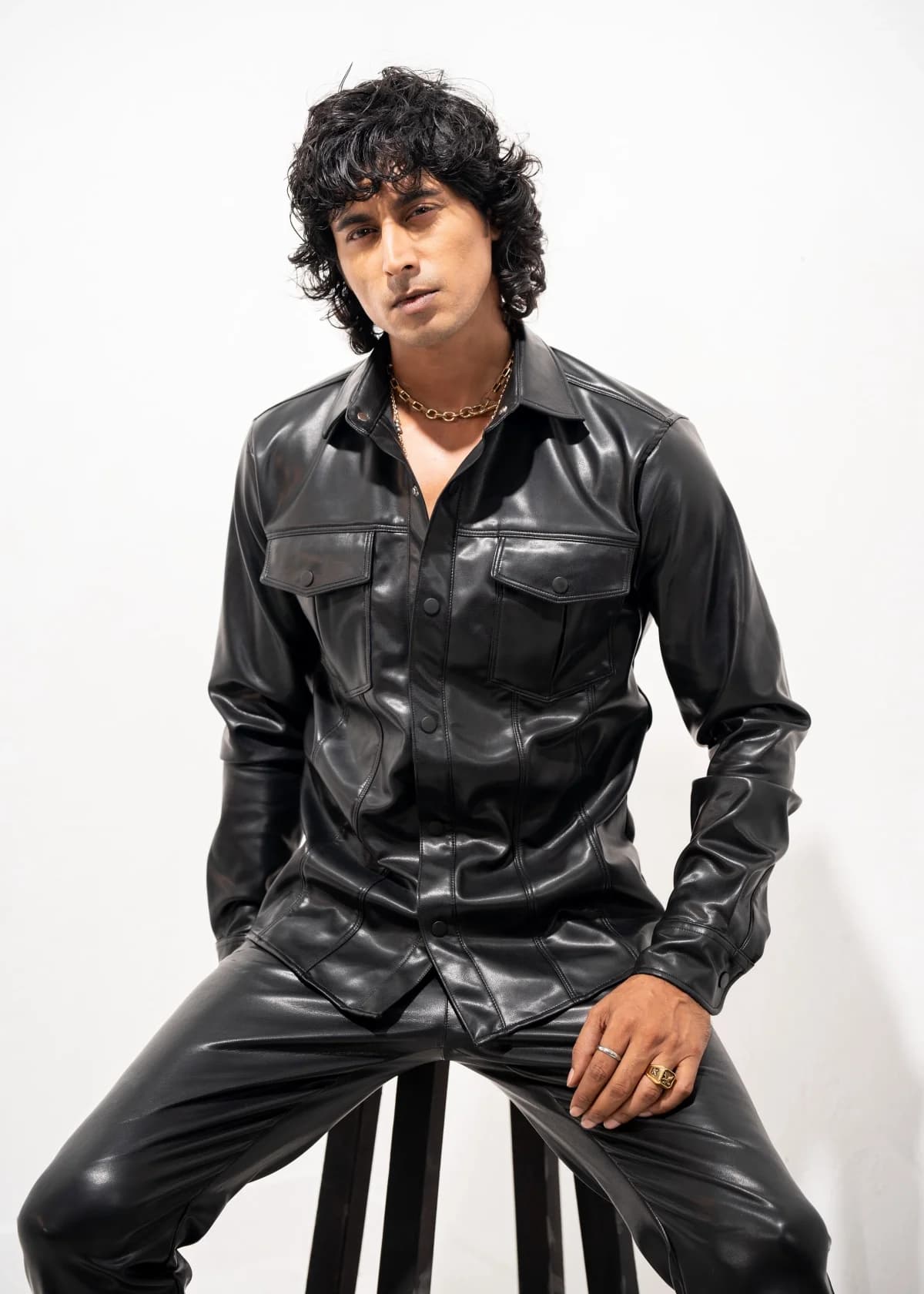 Black  Leather Shirt thumbnail 5