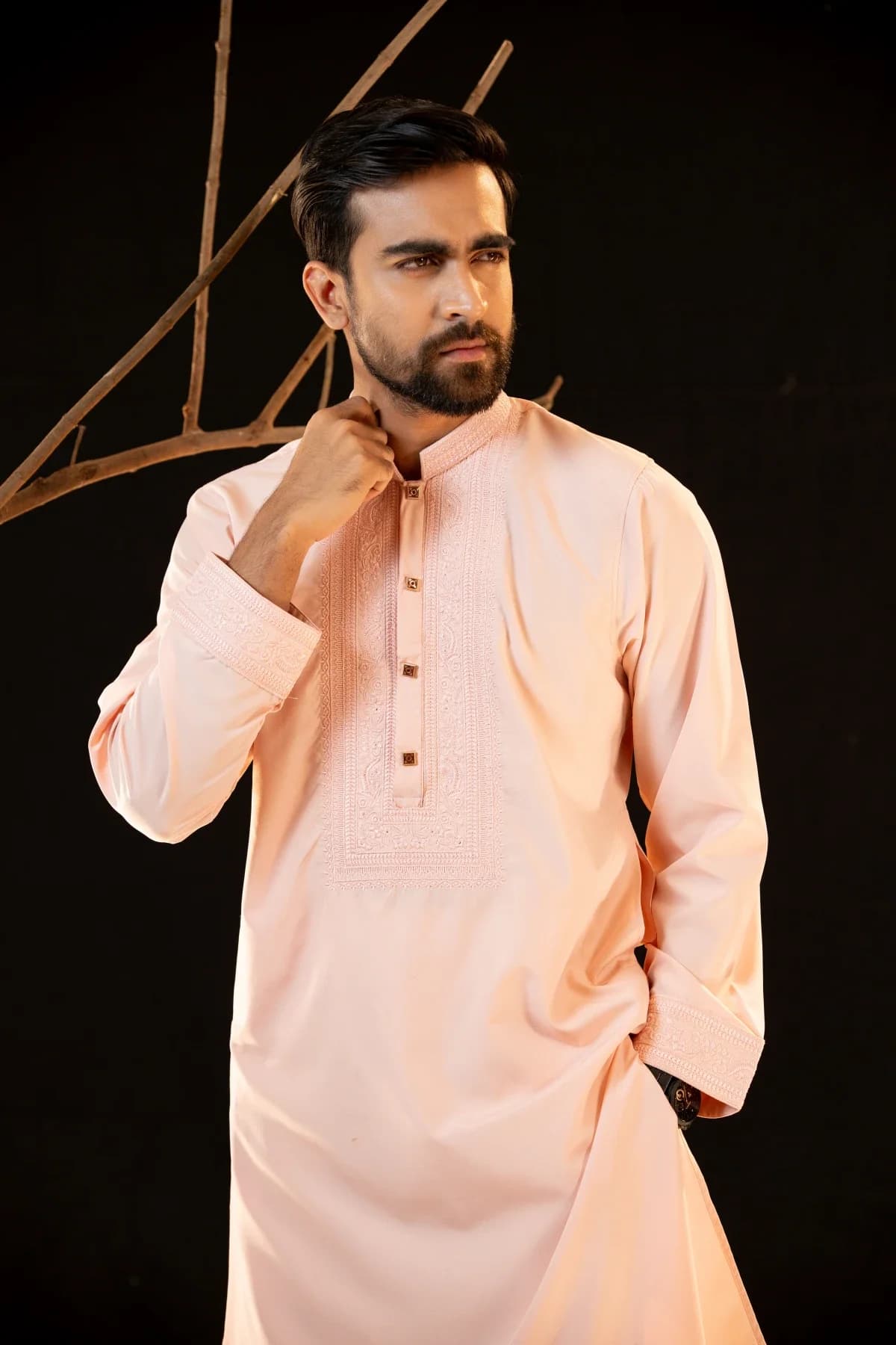 ARZAALS LIGHT PINK SNAP PANJABI thumbnail 4