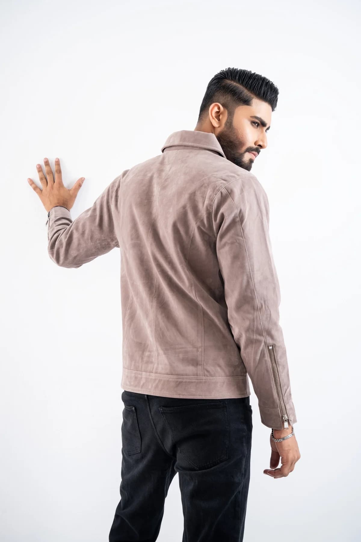 Pigeon Gray Suede Soft Texture Jacket ST17 thumbnail 3