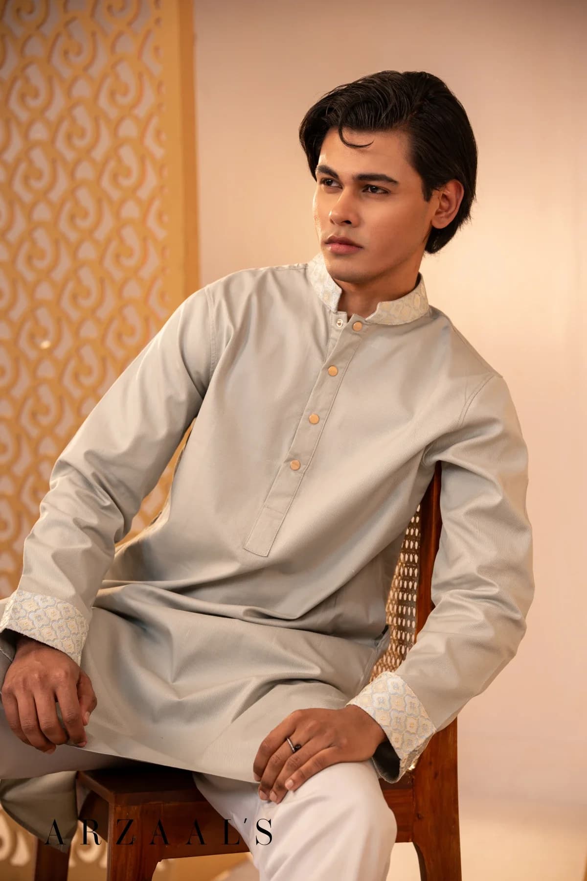 ARZAALS SATTLE LEMON GOLD CONTRUST PANJABI thumbnail 4