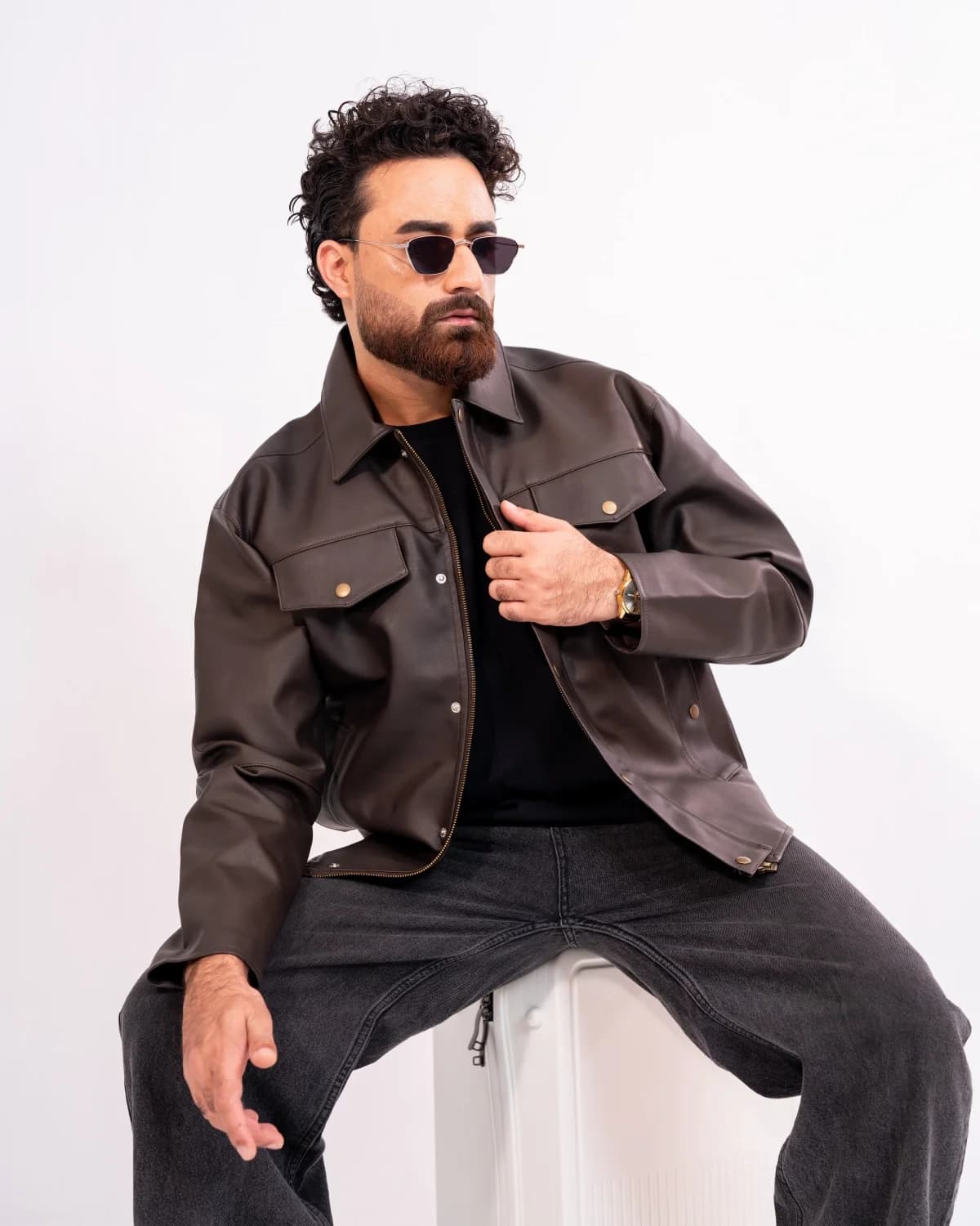 ARZAAL'S THE RICH DARK CHOCOLATE LEATHER JACKET ST4 thumbnail 5