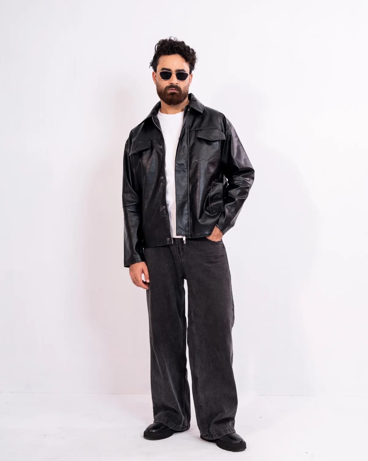 ARZAAL'S BLACK GLOSSY LEATHER JACKET ST04 thumbnail 4