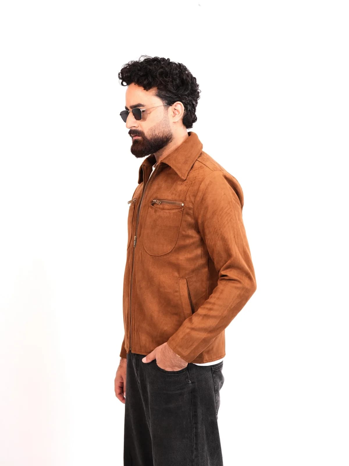 ARZAAL'S THE RICH CAMEL BROWN SUEDE LEATHER JACKET ST08 thumbnail 7