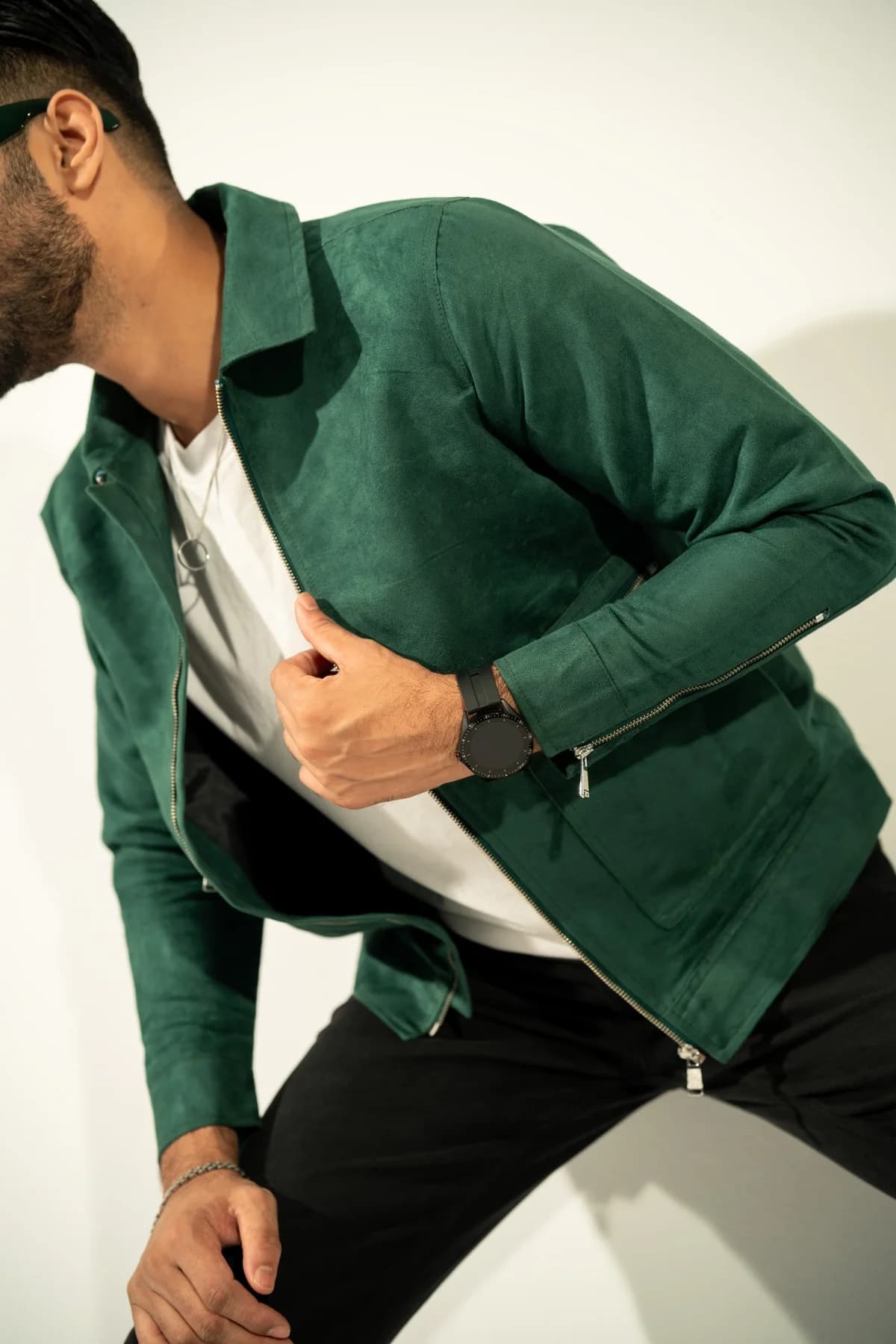 Bottle Green Suede Jacket ST34 thumbnail 4