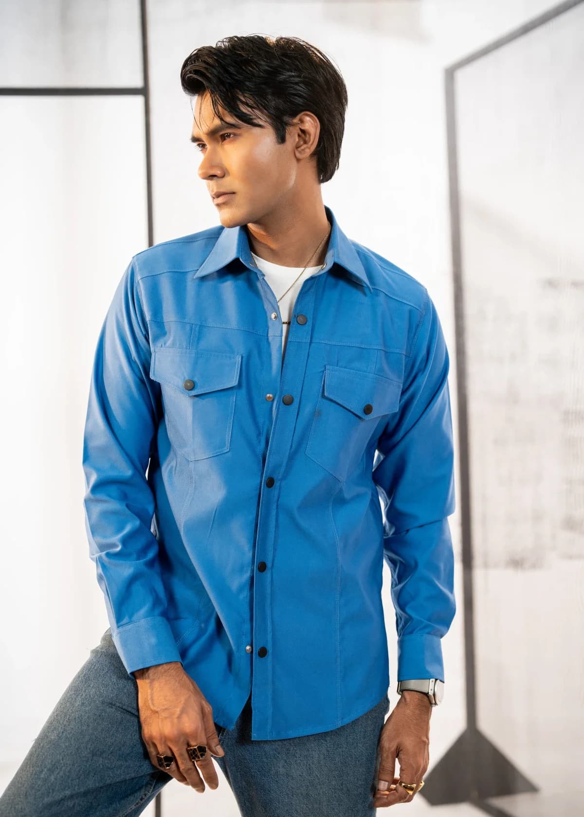 Dark Cerulean Blue Shirt thumbnail 2