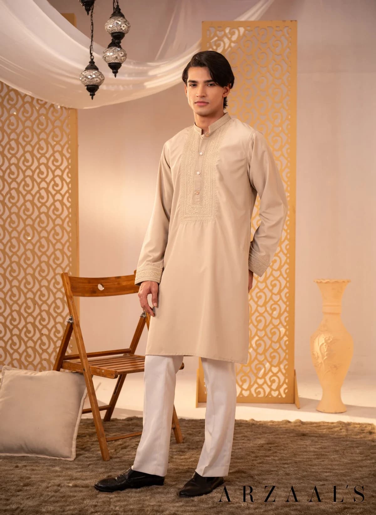 ARZAALS TAN COLOUR SANP PANJABI thumbnail 3
