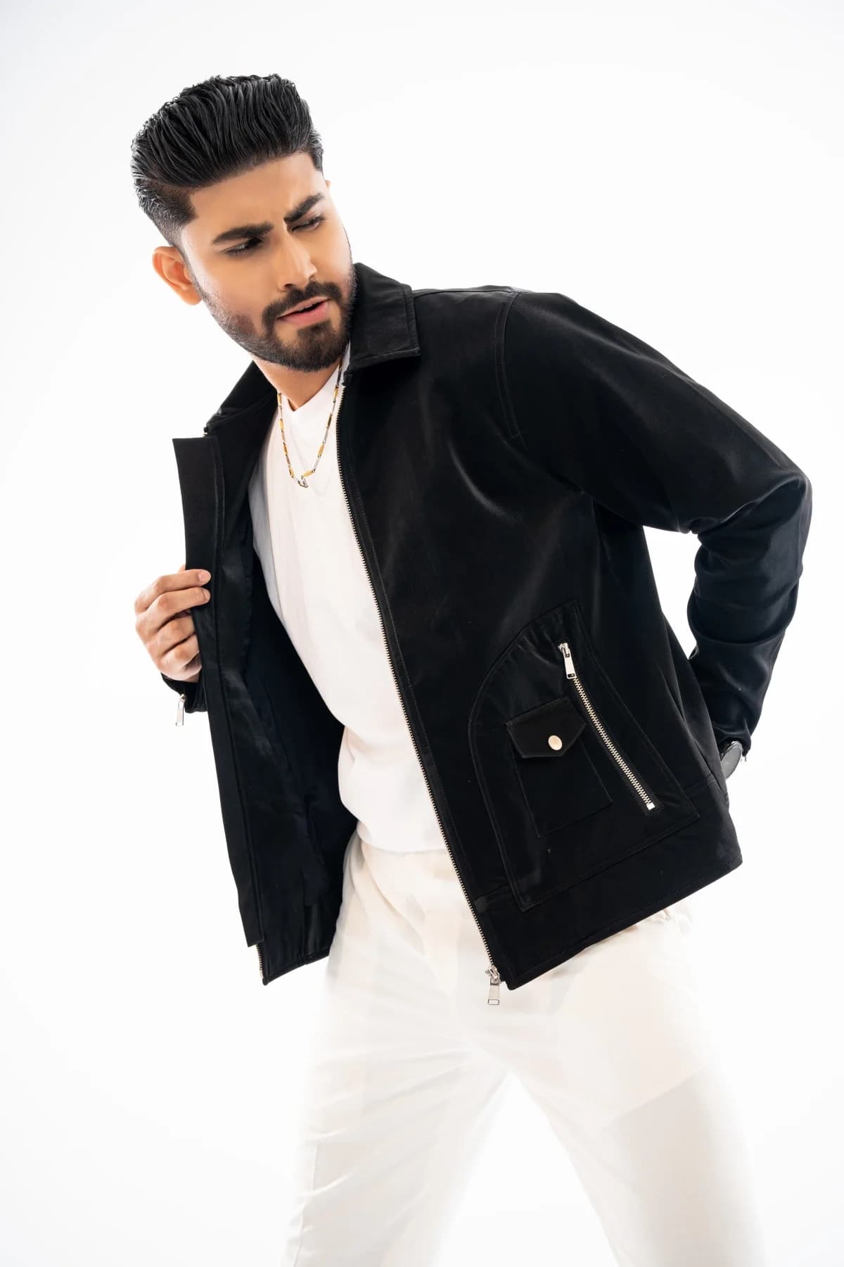 Black Mate Leather Jacket ST15 thumbnail 2