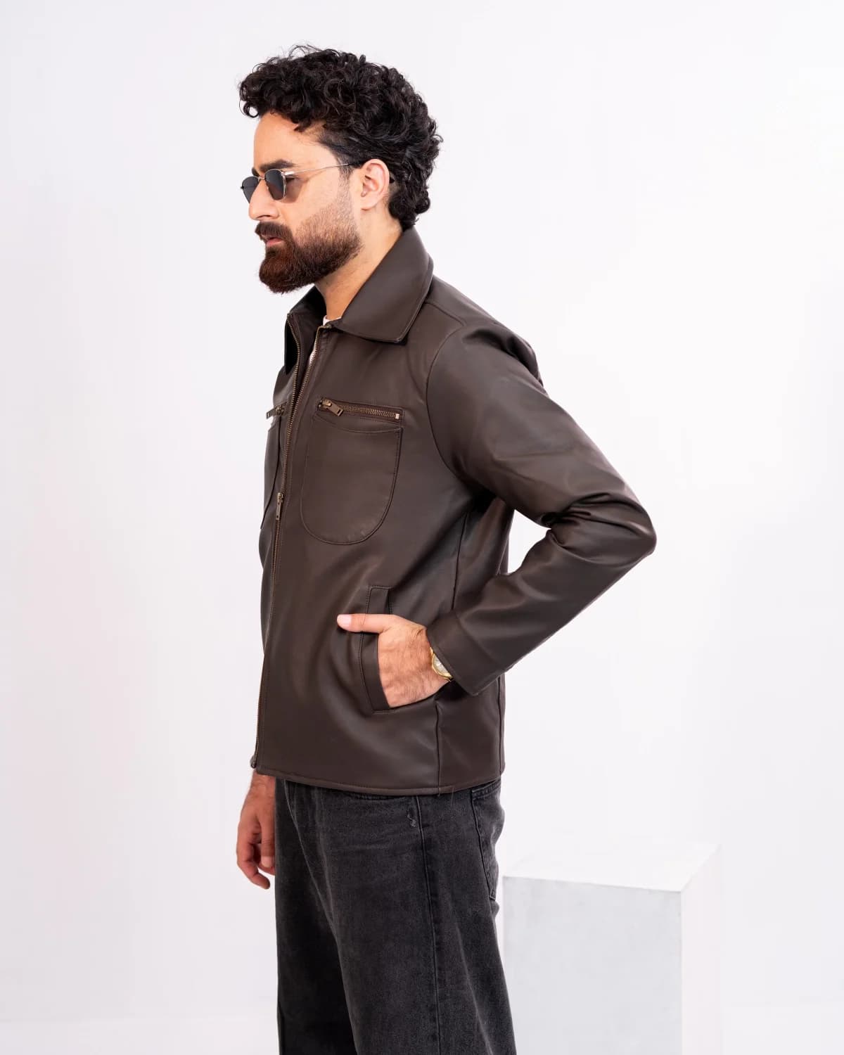 ARZAAL'S THE RICH DARK CHOCOLATE LEATHER JACKET ST8 thumbnail 3