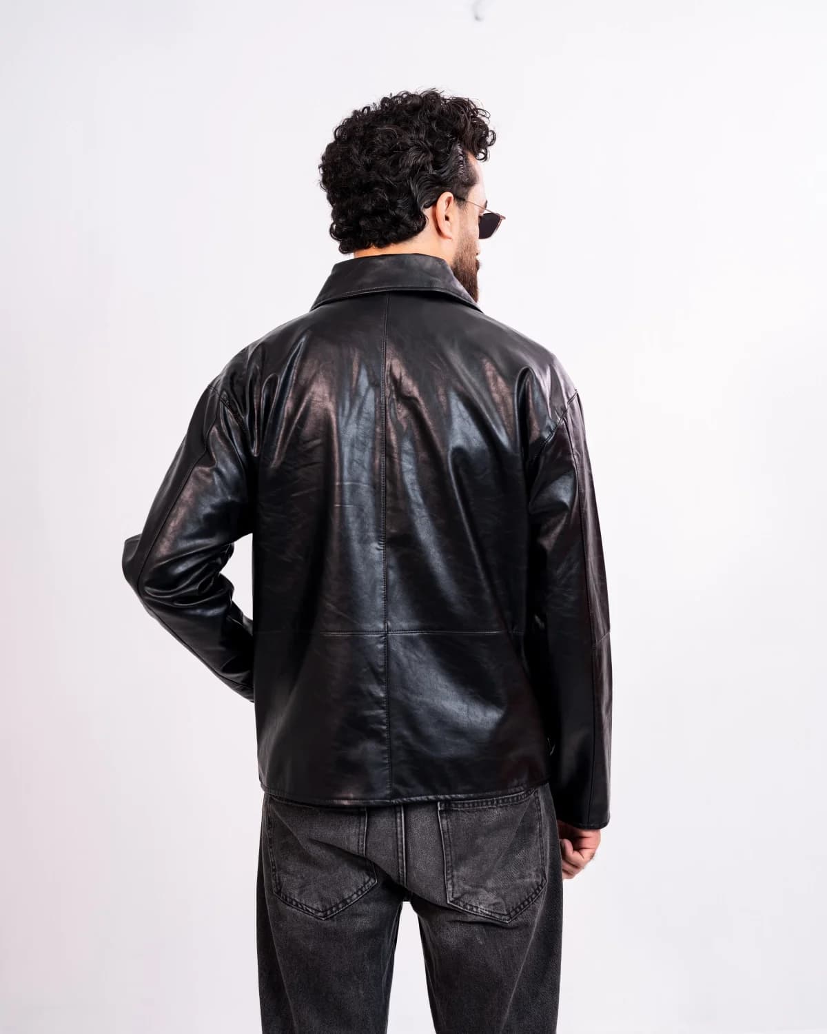 ARZAAL'S BLACK GLOSSY LEATHER JACKET ST04 thumbnail 6