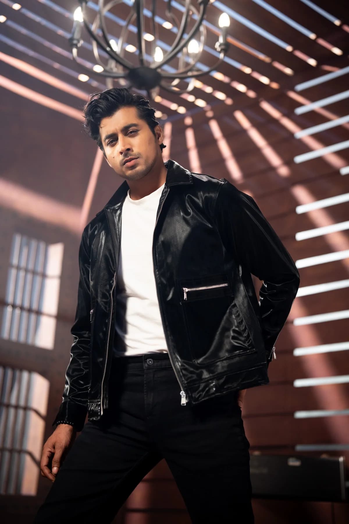 Black Glossy Leather Jacket ST04 thumbnail 2