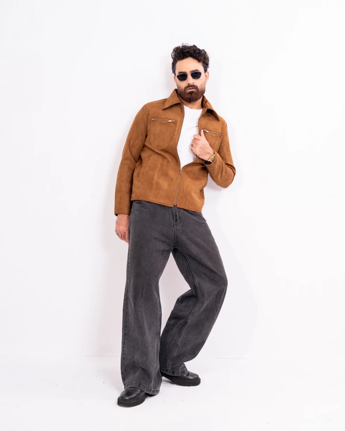ARZAAL'S THE RICH CAMEL BROWN SUEDE LEATHER JACKET ST08 thumbnail 4