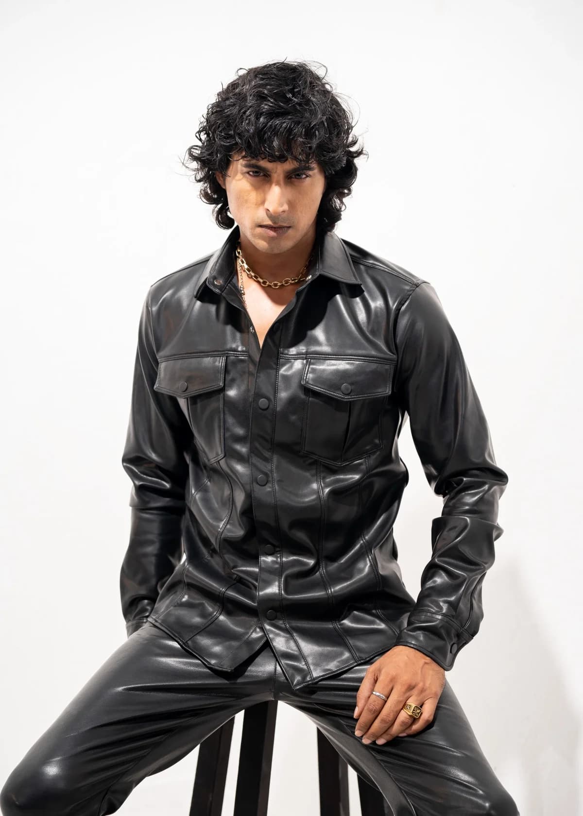 Black  Leather Shirt thumbnail 3