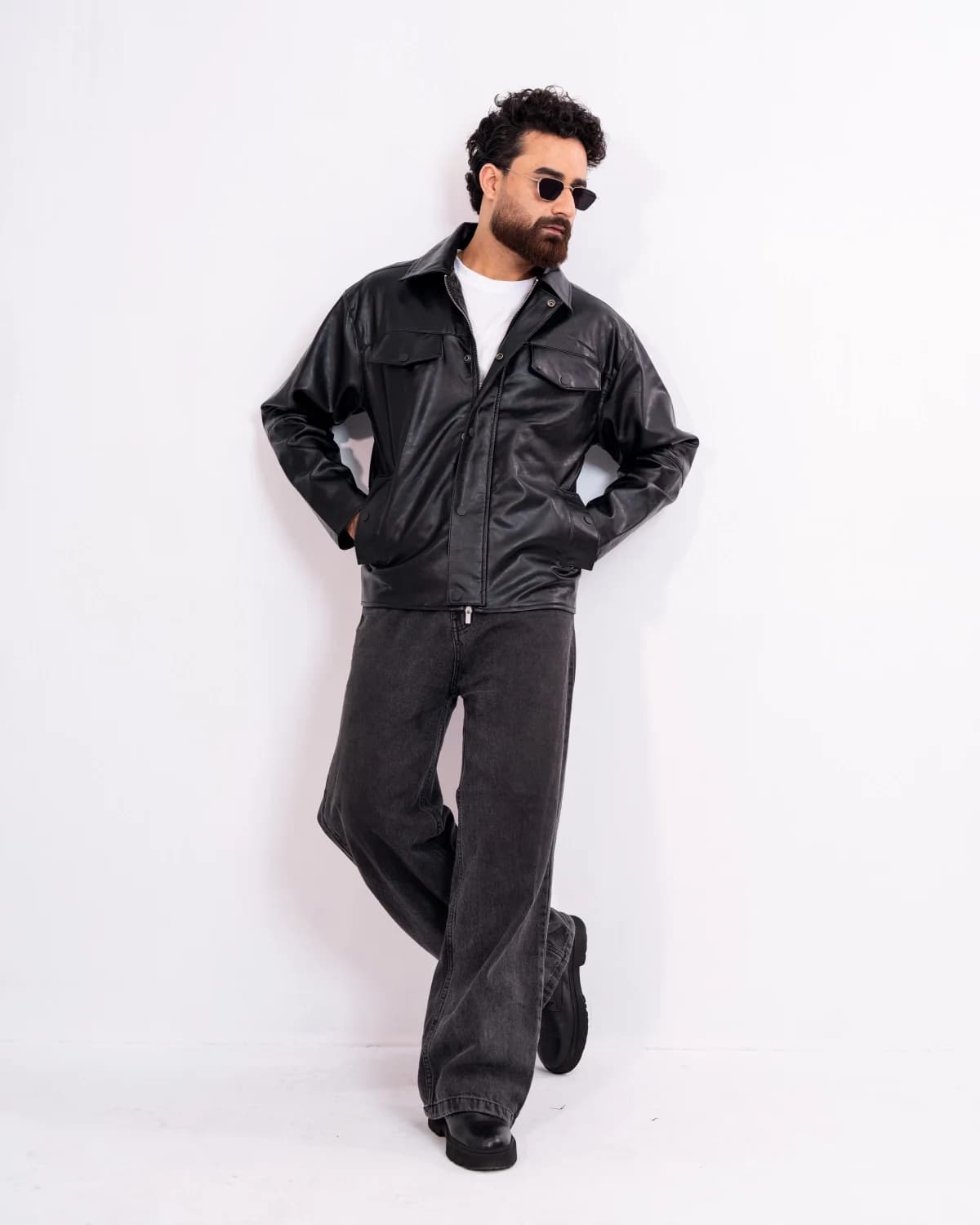 ARZAAL'S BLACK GLOSSY LEATHER JACKET ST04 thumbnail 7